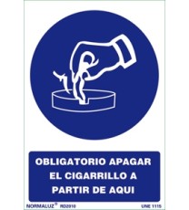 Producto Señal obligatorio apagar el cigarrillo a partir de aqui