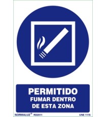 Producto Señal permitido fumar dentro de esta zona