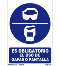 Producto Señal es obligatorio el uso de gafas o pantalla