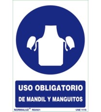 Producto Señal uso obligatorio de mandil y manguitos