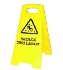 Producto Panel pvc precaución suelo  mojado texto catalán