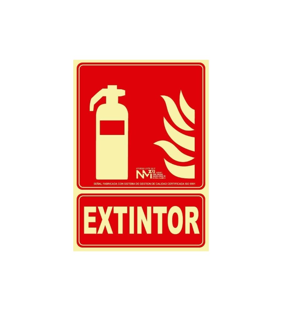 Foto Señal extintor Fotoluminiscente. PVC. Medidas:21x30cm.