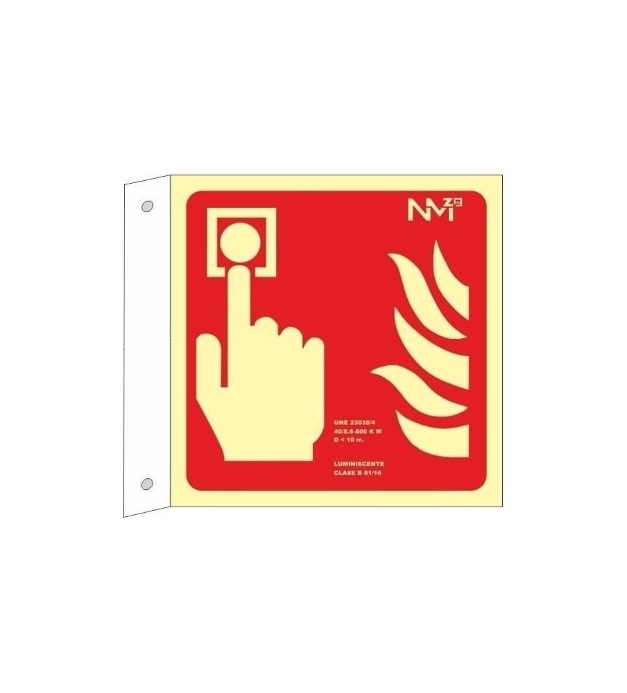 Foto Señal Banderola Pulsador de Alarma. Fotoluminiscente PVC.