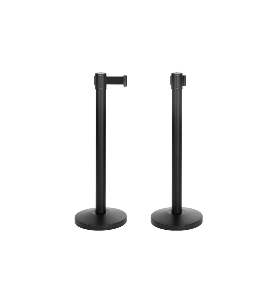 Foto Poste metálico de acero negro con cinta retráctil extensible