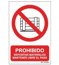 Producto señal prohibido depositar materiales mantener libre el paso
