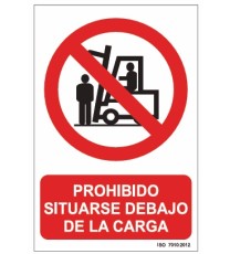 Producto señal prohibido situarse debajo de la carga