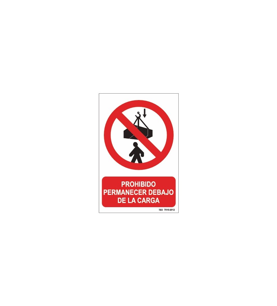 Imágenes señal prohibido permanecer debajo de la carga