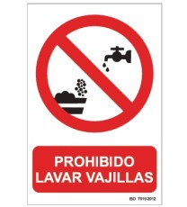 Producto señal prohibido lavar vajillas